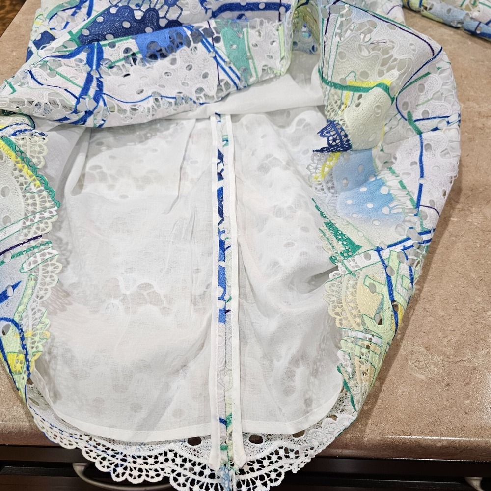 Doncaster Collection Shift Dress Womens 16 White Multi Abstract Eyelet Lace 3/4 - Picture 7 of 10